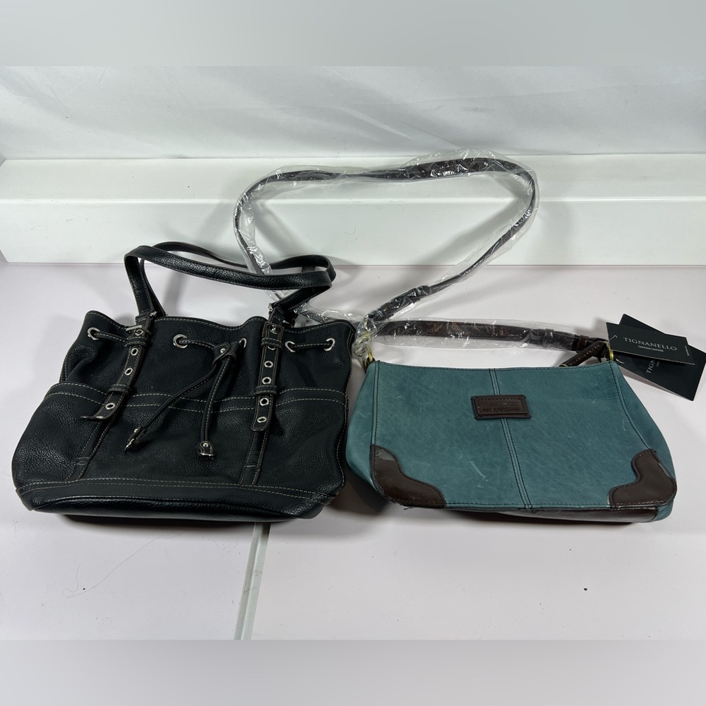 Tignanello Leather Bucket Bag EUC + Damaged Rehab NWT Crossbody Bundle